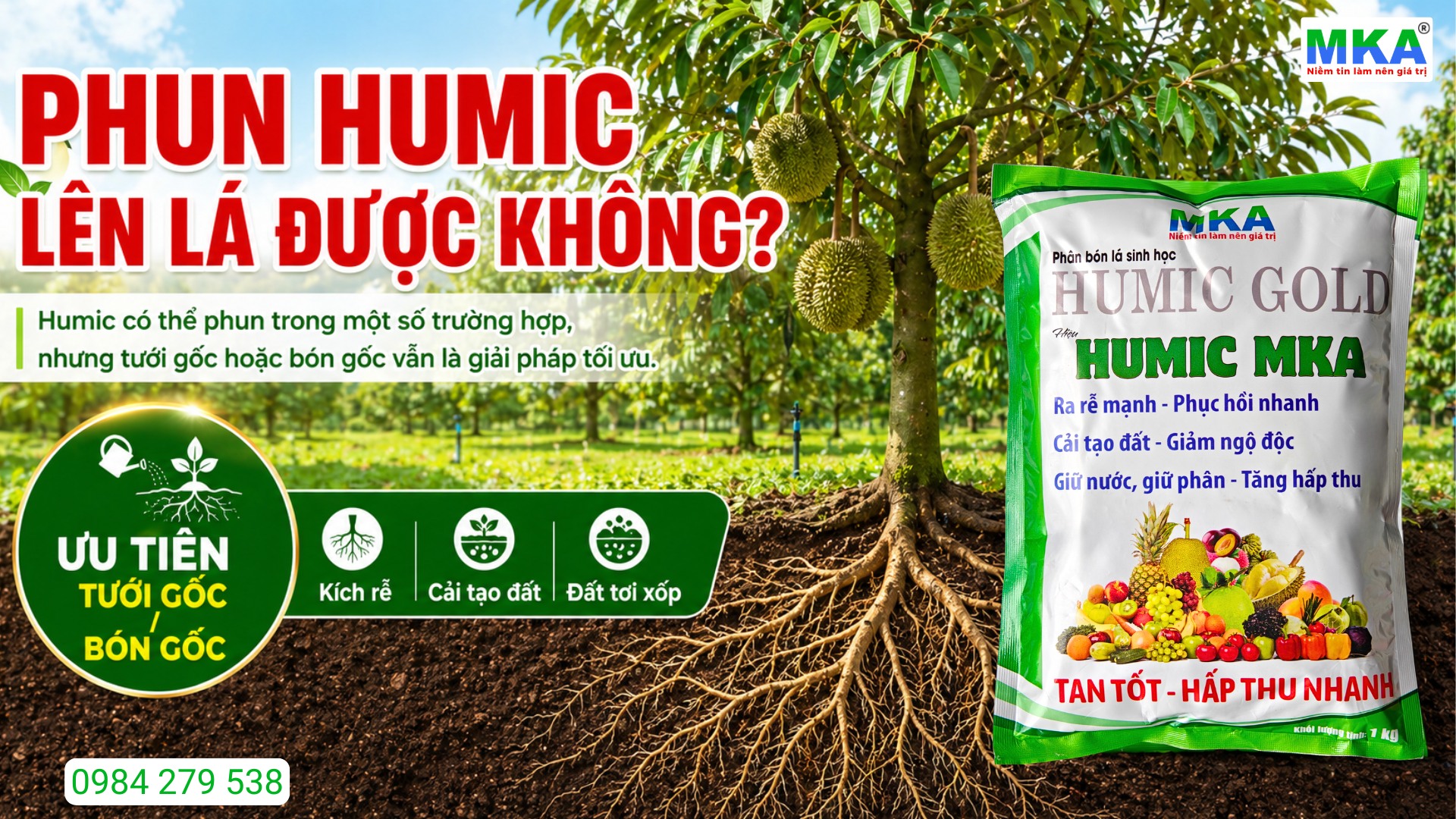 phun humic qua lá được không?